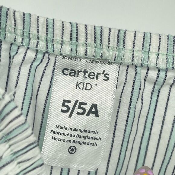 Carter’s Girls Blue Striped Smocked 100% Cotton Sleeveless Jumpsuit Size 5 - Picture 11 of 14